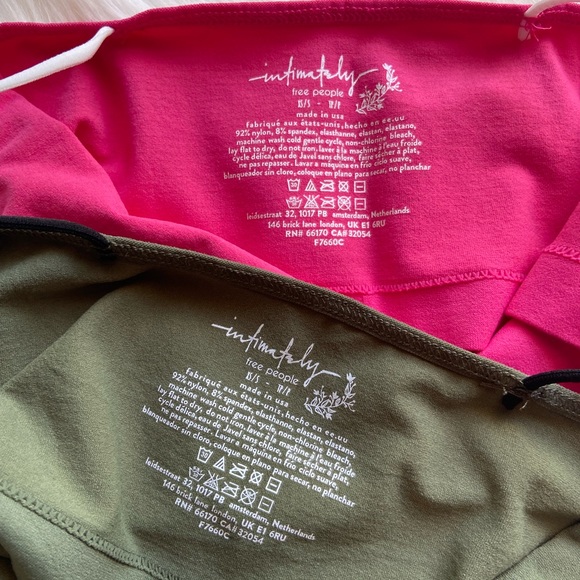 New Set Of 2 Free People Intimately Sweetheart Pink and Green Bramis - Picture 7 of 8